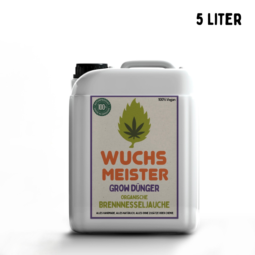 Wuchsmeister Brennnesseljauche 5L organischer Grow Cannabis Dünger All in One für Cannabispflanzen Wachstumsphase und Blütephase - Indoor und Outdoor